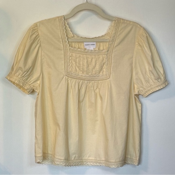 Melrose + Market Light Yellow Prairie Style Lace Top- Size Small - Picture 1 of 5